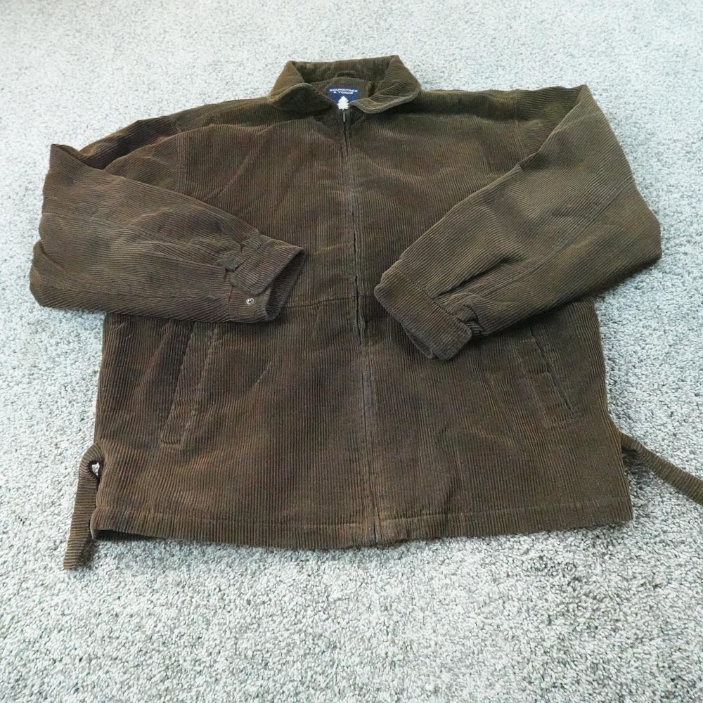 Roundtree Yorke Jacket Mens M Brown Corduroy Full Zip Bomber Coat Outdoor Fall